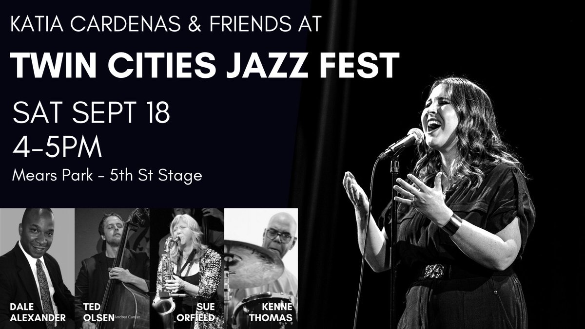 See you at <a href="/tcjazzfestival/">Twin Cities Jazz Festival</a> in Mears Park in Lowertown St. Paul. I’ll be performing 4-5pm on the 5th St Stage with Sue Orfield, Ted Olsen, Dale Alexander &amp; Kenne Thomas with special guest Joel Shapira #livemusic #singer #jazzsinger #jazz #amywinehousetribute #hispanicheritagemonth