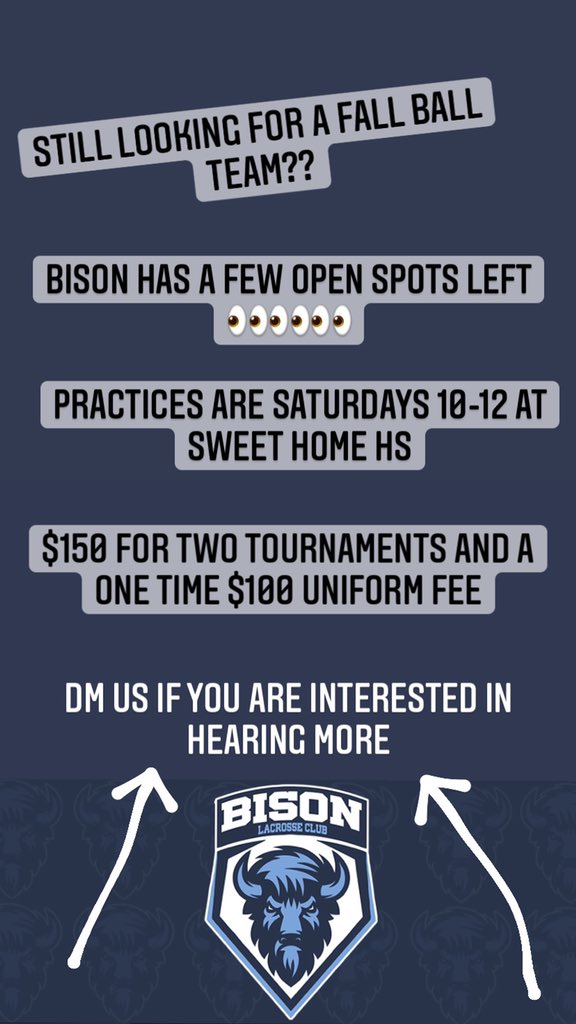 Girls, still looking for a Fall Ball team?? Send us a DM to hear more! 🦬🥍