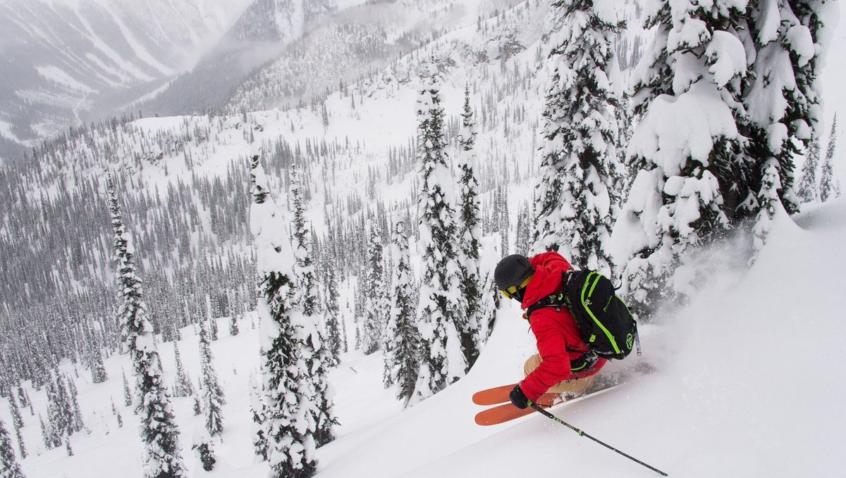 CMH Kootenay is a town based lodge, located in Naksup. The terrain here offers 75% tree skiing and 25% of alpine, and is suited for most experience skiers, but it also runs its steep drops and pillow drops programme for the advanced, adrenalin seeking skier.  
📸 Zach Doleac