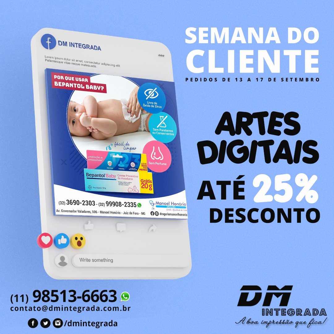 dmintegrada's tweet photo. Semana do Cliente está com tudooooo! 😉
Os pedidos de artes digitais até amanhã (17/09) tem descontos de 25%.
Aproveite, solicite a sua agora mesmo, estamos a disposição!

📞: (11) 98513-6663
 #SemanaDoCliente #DiaDoCliente https://t.co/30aw11nOFO