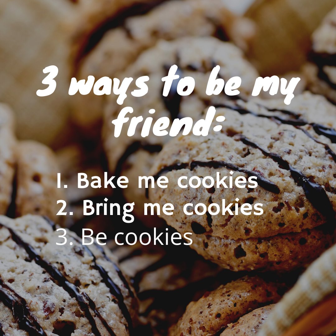 bestbakingtips's tweet photo. How to become a great friend? Bake cookies or be cookies! 😄
#bestbakingtips #bakinghumor #cookies https://t.co/l4OW8uW7YG