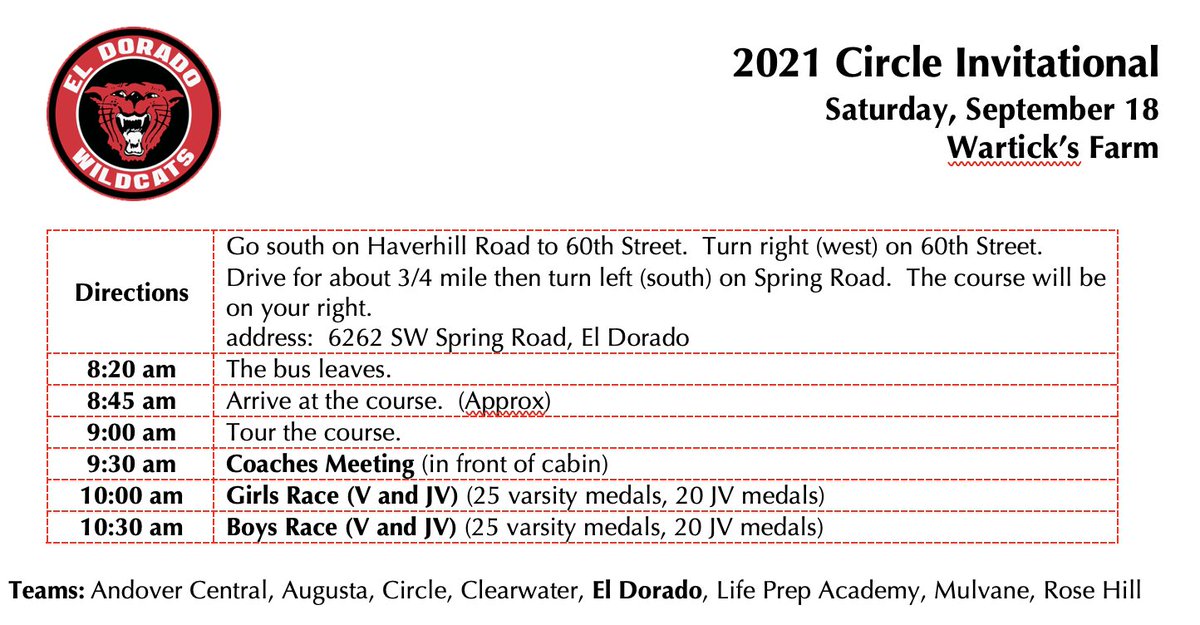 Meet Info for Sat Sep 18 - hosted by Circle at Wartick's Farm