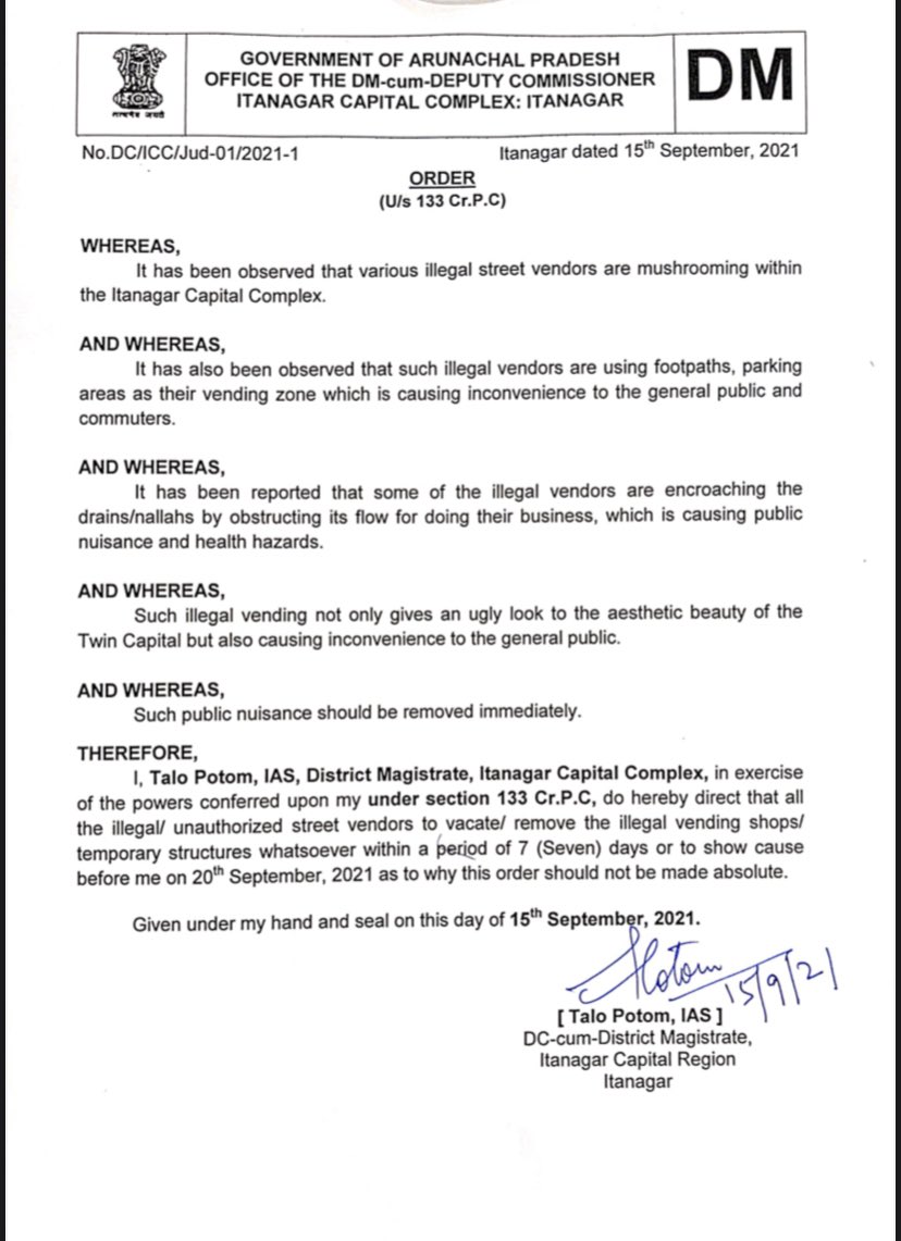 DistrictICC's tweet photo. DM ICC vide an order has directed all illegal/ unauthorised street vendors to vacate/ remove the illegal vending shops/ temporary structures whatsoever within a period of 7 days https://t.co/ounxwfvxRI