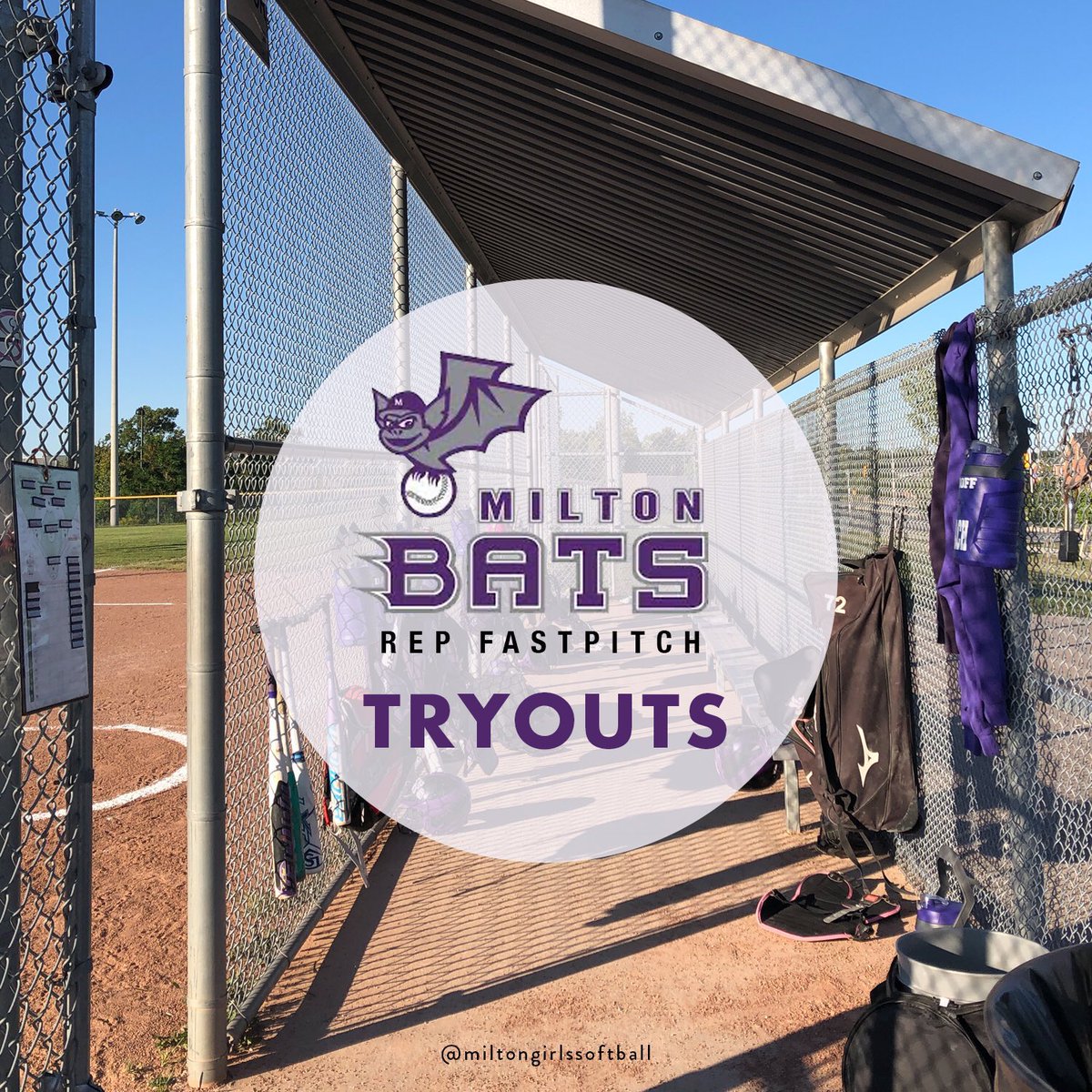 miltonbats09's tweet photo. 🥎🦇🥎 ARE YOU READY??!

Tryouts are on:
Sept 18 – 12:00 p.m. – 12:45 p.m. (p &amp; c only)
1:00 p.m. – 3:00 p.m. (full team)
Sept 19 – 12:00 p.m. – 12:45 p.m. (p &amp; c only)
1:00 p.m. – 3:00 p.m. (full team) 

Lions Sports Park, Milton

Click to register:
https://t.co/qIHJ9vePaH https://t.co/dObv6vFxbw