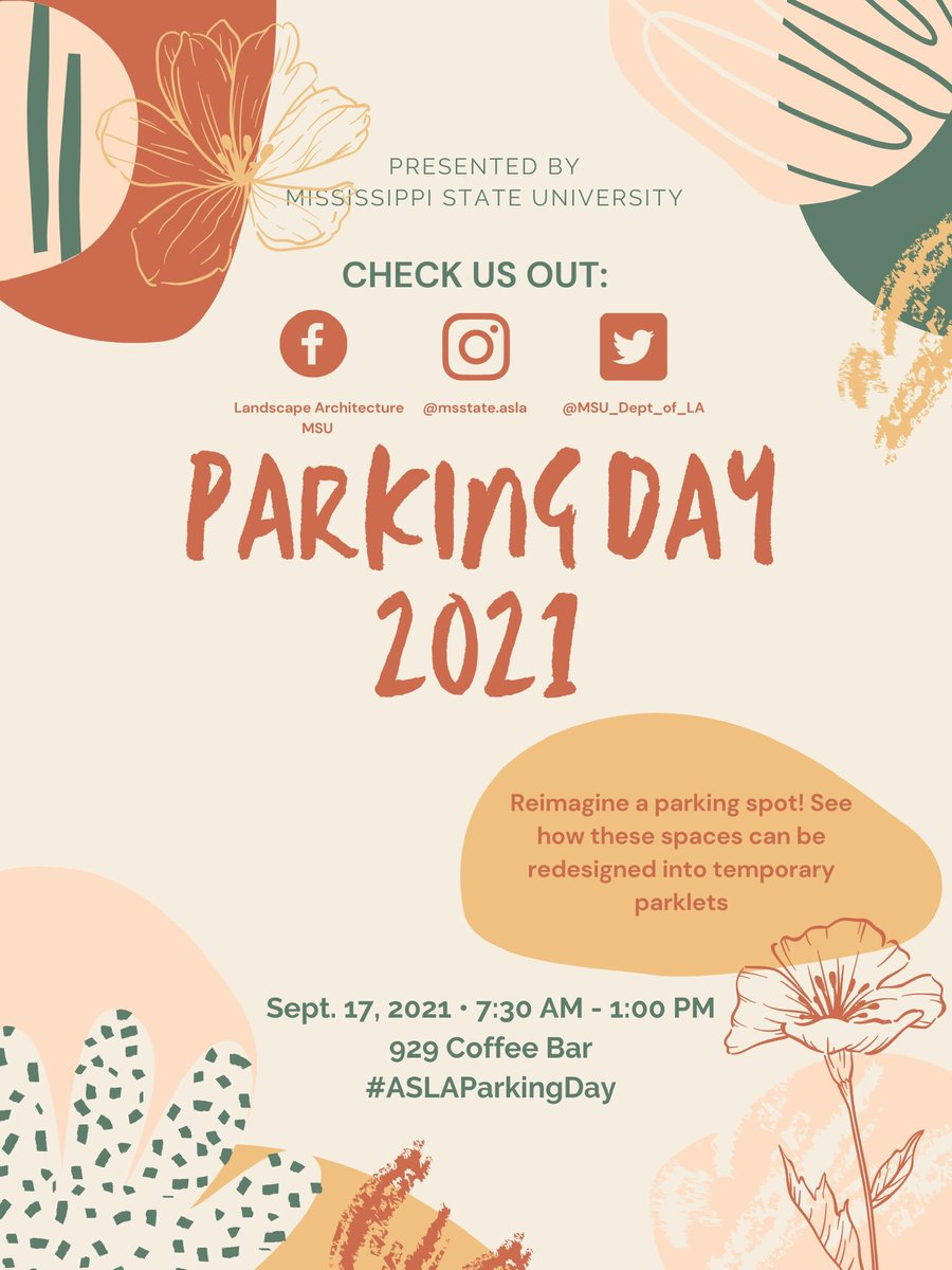 We are excited for this years 2021 parking day! Come check us out this Friday in front of 929 Coffee Bar. We will be sharing information about Landscape Architecture and parklets. Goodie bags will be provided. Don’t forget to use the #ASLAParkingDay Hope to see you there!
