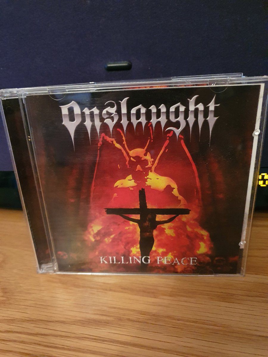 Warming up for @rockhammershow with this slab of thrash metal @ONSLAUGHTUK #KillingPeace