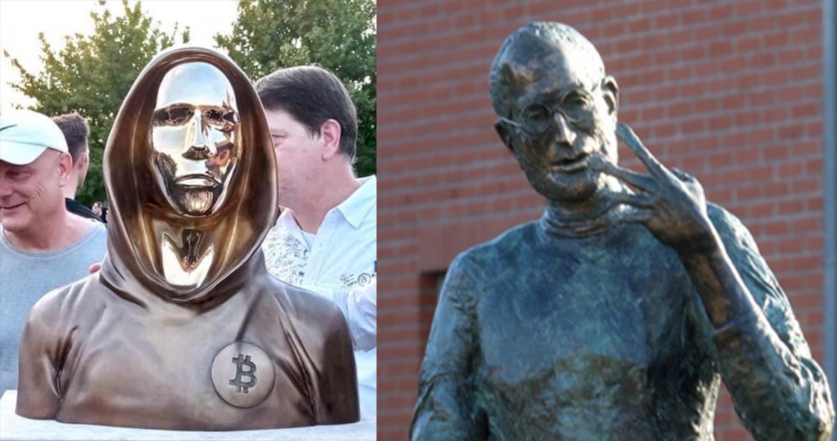 The #StatueOfSatoshi in Hungary is next to a statue of Steve Jobs.

#Bitcoin is the new Apple.