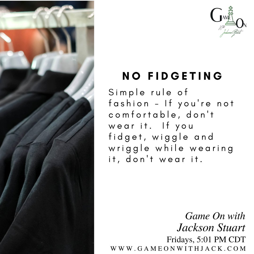 Gameonwithjack's tweet photo. Rules of Fashion - No fidgeting.
www.gameonwithjack
https://t.co/sB7TNra5RS
.
.
.
.
.
#gameonwithjack #geeks #nerds #geeklife #gamer #starwars #geekgirl #gamers #cosplay #geekculture #anime #games #comics #starwarsnerd #dating #talking #nerddating #fashion #hacks https://t.co/jpLSMNxgtG