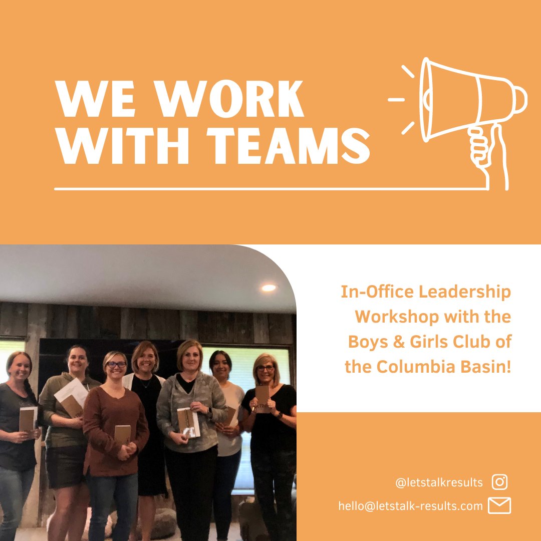 LetsTalkResults's tweet photo. Robyn got to spend a few hours with an incredible team in Moses Lake earlier this month!🤩⁣She's been coaching the Boys &amp; Girls Clubs of the Columbia Basin team both virtually and in office through one of LTR's Leadership Workshops. ⁣
⁣
Want in on one of the HUGE takeaways?⁣ https://t.co/pd7nvxDpsg
