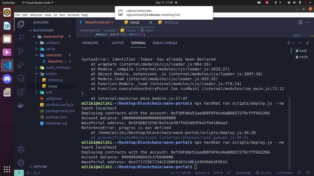 EbukaAchonwa's tweet photo. Yesterday I successfully deployed my first smart contract using #hardhat and #nodesjs code written in #SOLIDITY &amp; #javascript A huge thanks to @_buildspace for this opportunity thanks to @dabit3 💪🏿 for tweeting it and for our amazing instructor @FarzaTV 👏🏿👏🏿 #smartcontracts #SOL https://t.co/5WG9vUMVvc