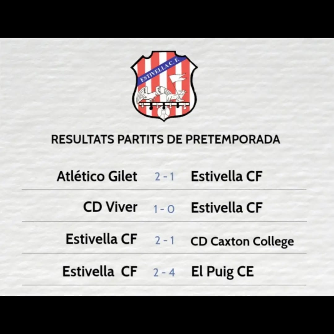 EstivellaCF's tweet photo. ℹ També podeu veure els resultats dels partits de pretemporada i els rivals que tindrem en la temporada 2021/2022. 

AMUNT ESTIVELLA!! 

#estivellacfunsentiment 
#tornantjahemguanyat 

🔴⚪⚫ https://t.co/ZGe09rGN8D
