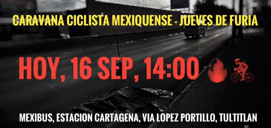 Del inicio de la ciclovía de Tenayuca, frente al Mercado de Tenayuca cercano a la estación de metrobus con mismo nombre parte un grupo a las 14:10 en apoyo