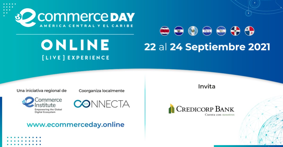 ¡Participa del eCommerce Day! Llegó el momento de capacitarte para que tu empresa logre optimizar sus ventas online. Inscríbete gratis en: ecommerceday.online/sica/2021/