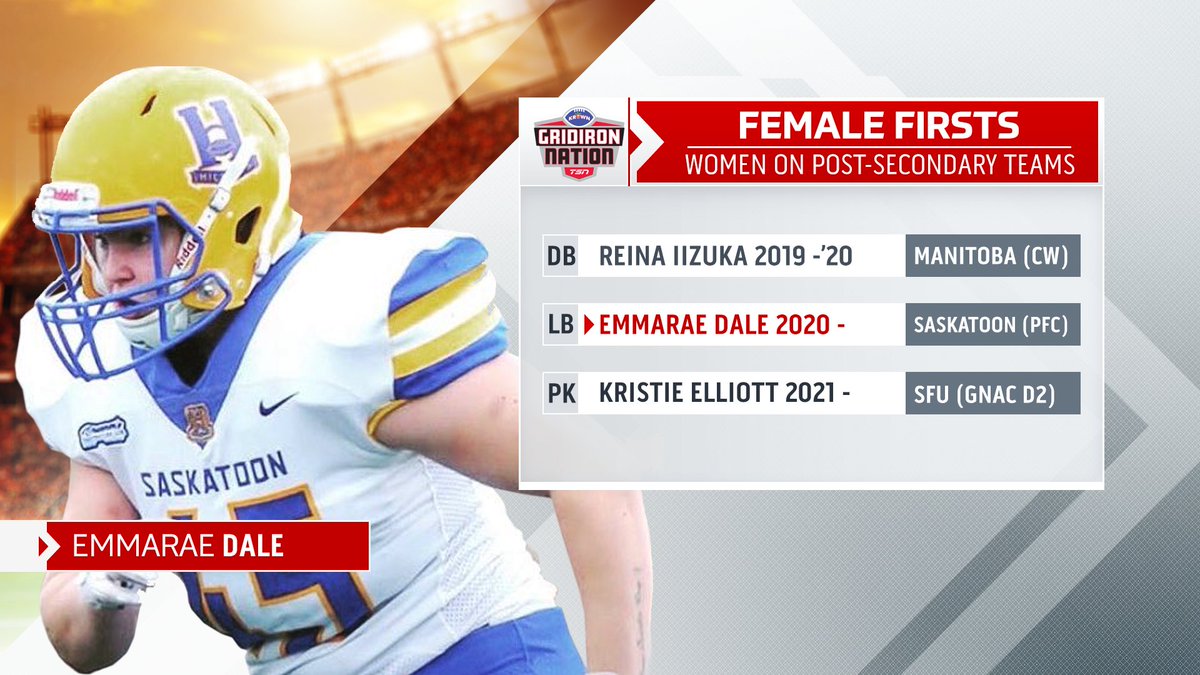 A great story on women in football <a href="/KGNonTSN/">TSN Gridiron Nation</a> touched on this week. <a href="/SFUFootball/">SFU Football</a>'s Kristie Elliott joins two other women on men's high-performance teams in Canada. <a href="/emmaraedale45/">Emmarae Dale</a> <a href="/umbisons/">Manitoba Bisons 🦬</a> <a href="/SaskHilltops/">Saskatoon Hilltops</a>