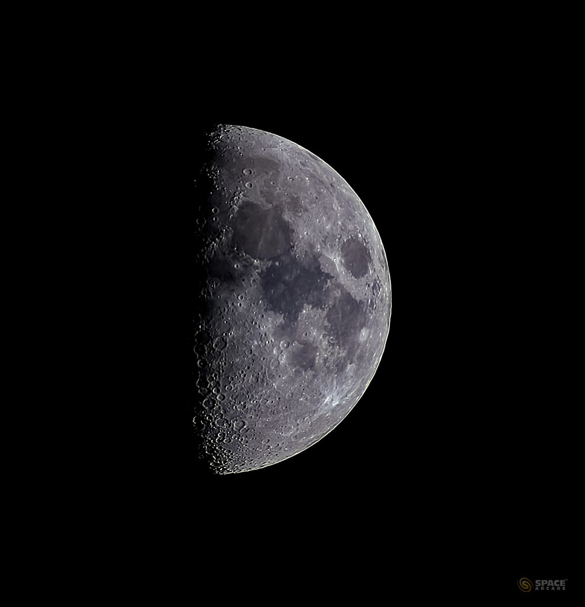 🌓🌓🌓 Waxing 1st Quarter Moon

Telescope: Space Probe 80mm/400mm F5 EQ Refractor
Camera: Canon 700D on Prime focus using 2X  Achromatic Barlow
Processing: Stabilized video in PIPP, Stacked in Autostakkert AS3
Final Processing: Registax 6, Lightroom, CS6
<a href="/spacearcade/">spacearcade</a>
<a href="/Spacian/">SPACE India</a>