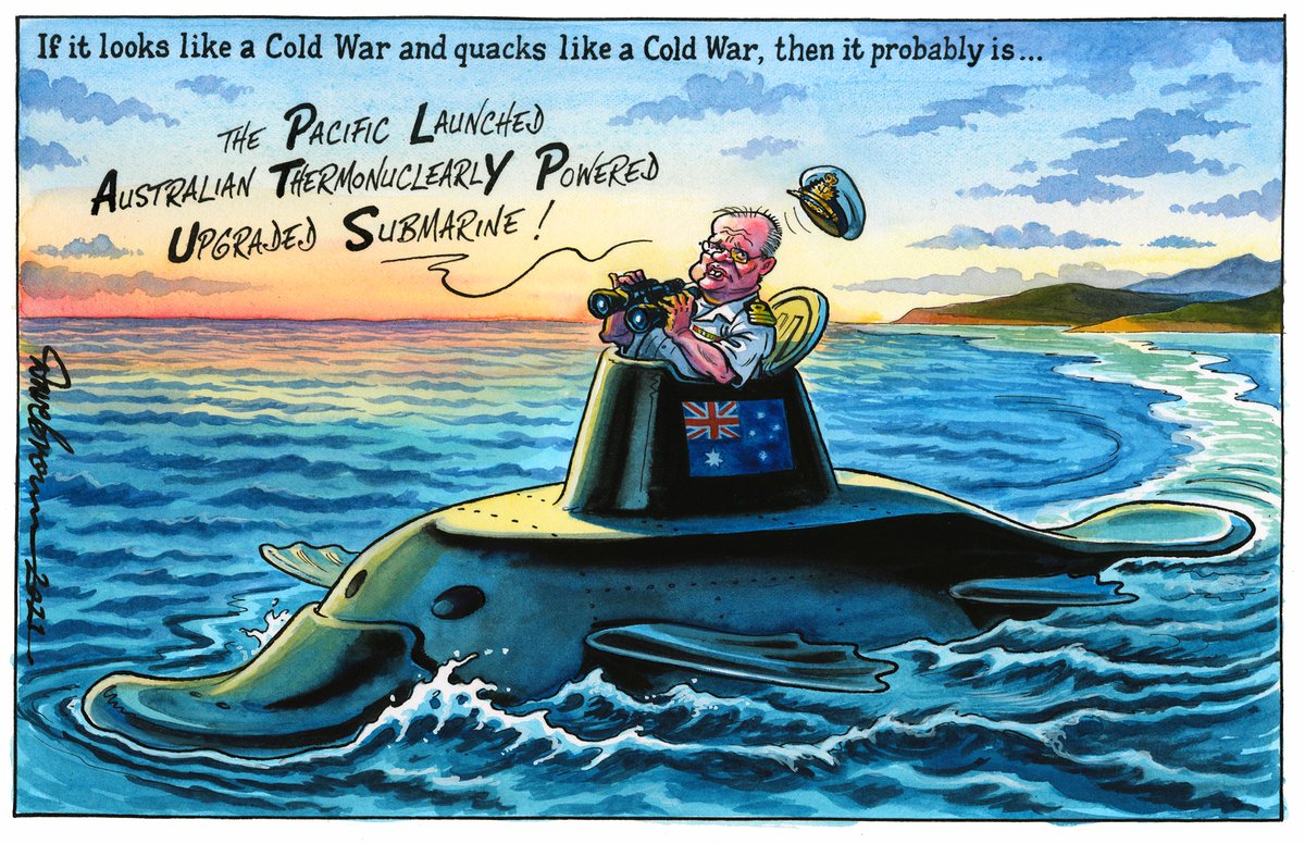 Tomorrow's @Independent cartoon... #ScottMorrison #Australia #AUKUS #NuclearSubmarines #NuclearProliferation #ColdWar #China