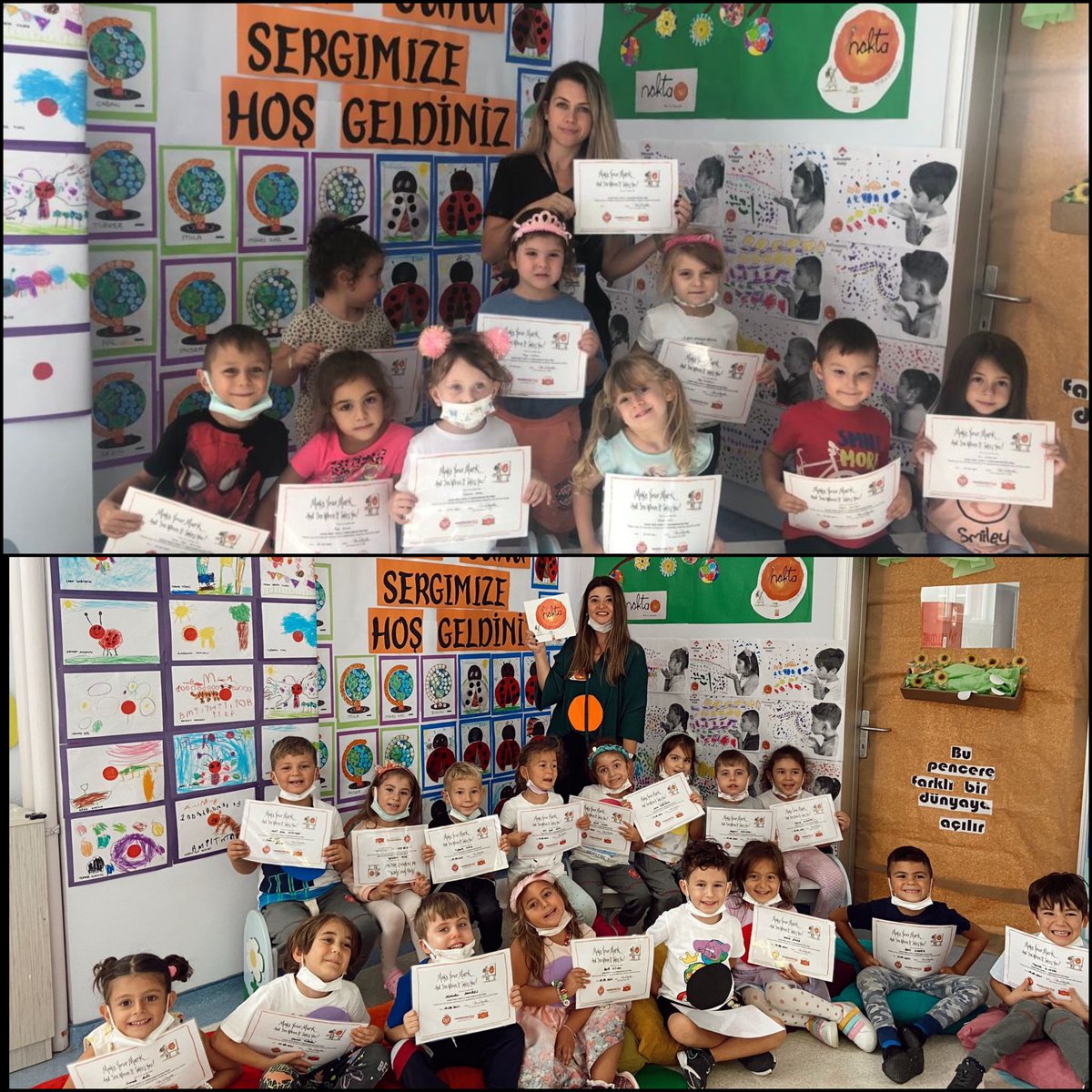 Anaokulu öğrencilerimiz "Her şey bir nokta ile başladı" sözünden yola çıkarak birbirinden yaratıcı etkinlikler  ile "Uluslararası Nokta Gününü" kutladılar.  🔴 🥳🤗