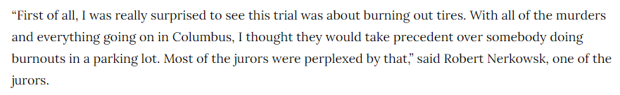 ASFleischman's tweet photo. The trial of District Attorney Mark Jones over whether he.... left some rubber tire marks at a parking lot has ended in a mistrial and uhhhh this juror speaks for all of us:

https://t.co/Z0bssaH9c4 https://t.co/nABXw2jxDy