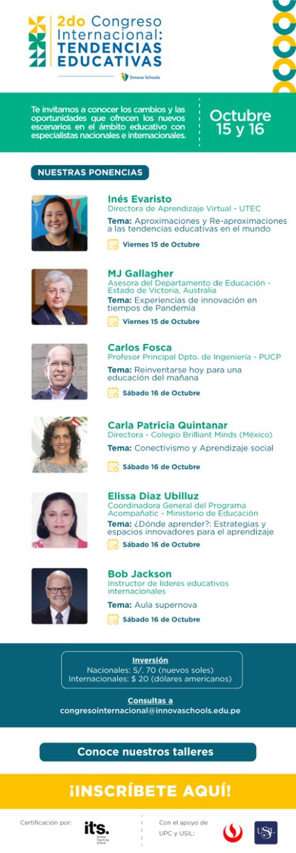 cadillo_robert's tweet photo. Una importante oportunidad de aprendizaje. II Congreso Internacional: Tendencias Educativas Innova Schools. 15 y 16 de octubre.
Inscripciones: 
https://t.co/B2zEJfrSHH
Para mayor información:
https://t.co/rTlQyfzWok
Consultas:
congresointernacional@innovaschools.edu.pe https://t.co/eGAXD6IcTh