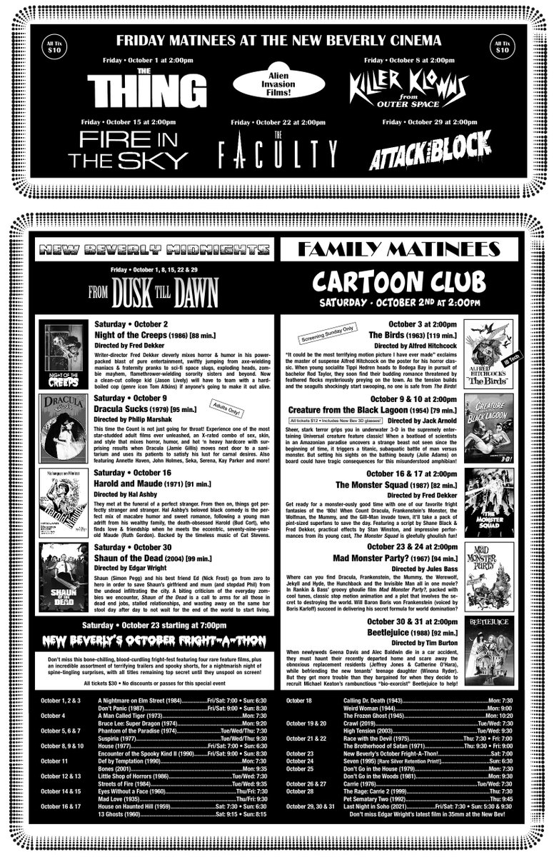 newbeverly's tweet photo. Our October schedule is packed with fright-filled favorites &amp; chilling classics, spine-tingling shockers &amp; ready-to-be-rediscovered rarities - all screaming in 35mm! Share with friends and let us know what you're most excited to see back on the big screen. https://t.co/ha4wPzYwBX