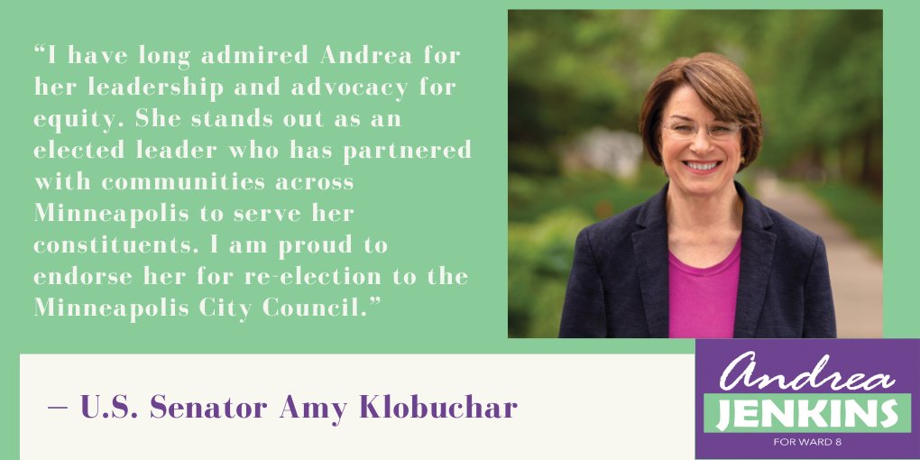 Receiving this endorsement from @amyklobuchar is such an honor. Given her recent diagnosis, our campaign sends well wishes for continued health and longevity! We are thankful for her support at this time and look forward to our continued work together.