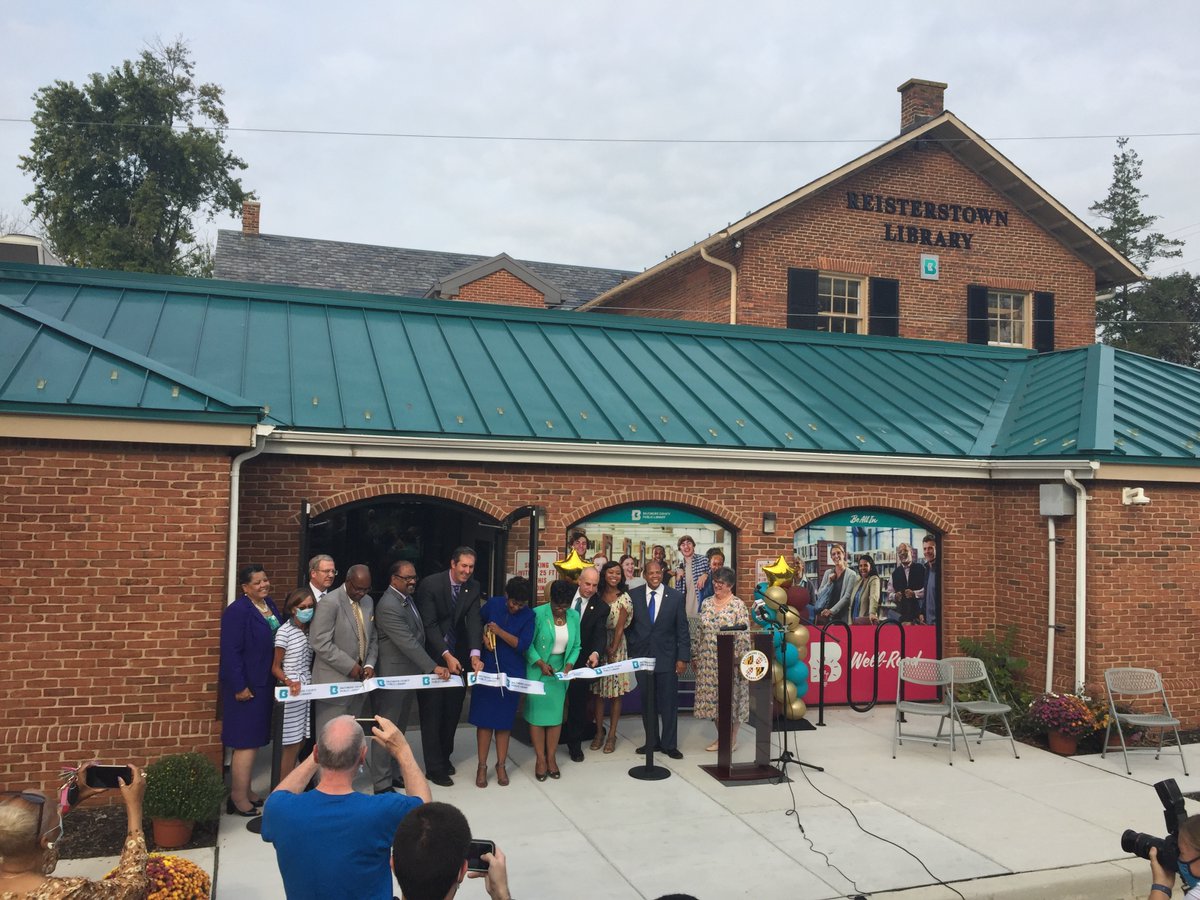 bkm_engineers's tweet photo. This past Tuesday the Reisterstown Library officially reopened! The event was celebrated with a ribbon cutting and some remarks from Baltimore County Public Library Director, Sonia Alcántara-Antoine, Baltimore County Executive Johnny Olszewski, and others. https://t.co/sXtmazxvt7