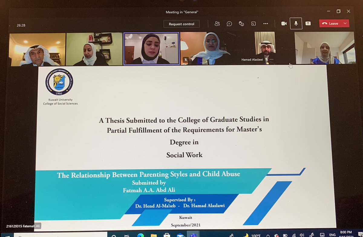 hendbatel's tweet photo. تم الانتهاء من مناقشة رسالة الماجستير الطالبة  فاطمه عبدالصمد في تخصص الخدمة الاجتماعية 
رئيس اللجنة أ. د. هادي مختار @Hadi_Ashkanani 
مناقش د. أنوار الخرينج
واشرافي مع د. حمد العسلاوي @HamadAlaslawi 
وبحضور مدير برنامج الماجستير أ. د. هيفاء الكندري @hayfaakan 
ألف مبروك لطالبه https://t.co/UfEC01zakB
