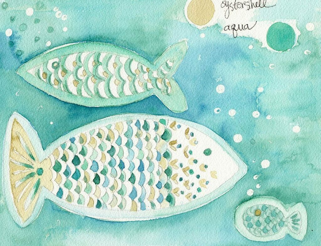 More fun color exploration with aqua and oyster shell for the #coloricombo prompts. These color combos are so awesome, thanks ladies @lorisiebert.studio <a href="/estemacleod/">este macleod</a> keep em coming! @snippetsofwhimsy #picnicartco #coastalart #coastaldecor #artlicensing #surfacepatterndesign …