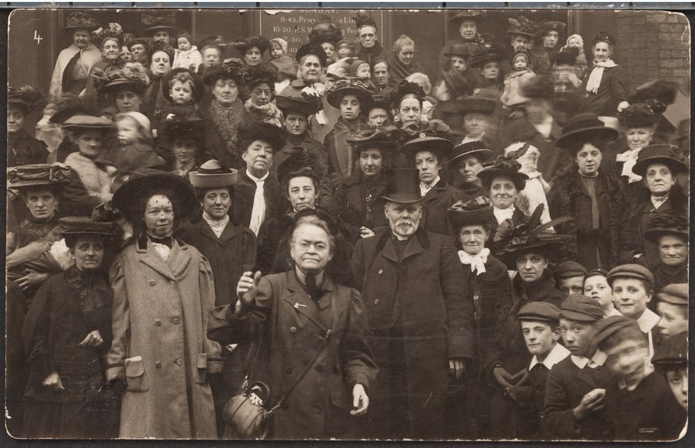 Anti-alcohol crusader Carrie Nation, front, with supporters, 1901. She gained fame by busting up saloons with a hatchet, calling herself "a bulldog running along at the feet of Jesus, barking at what He doesn't like." 
#History