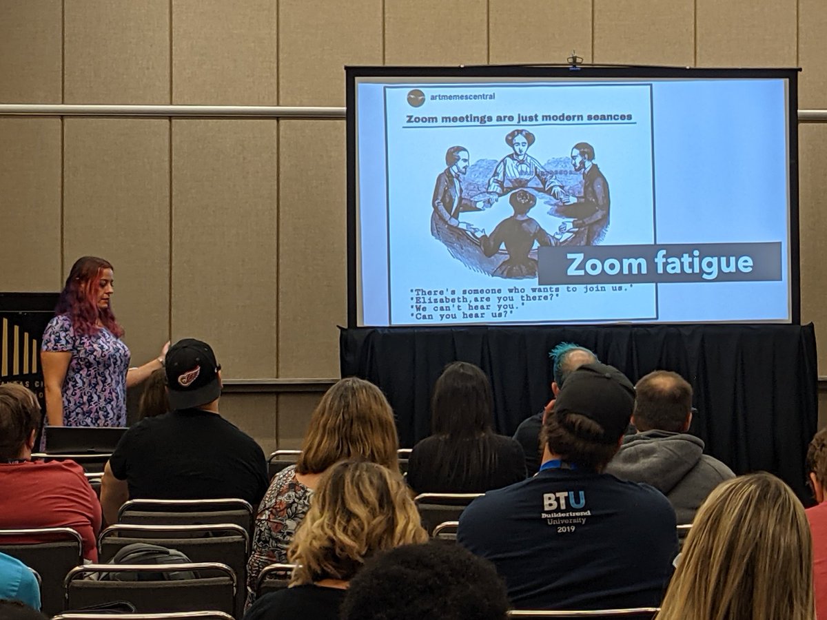 stmcallister's tweet image. &quot;Zoom meetings are just modern day seances&quot; so true! #kcdc2021 

@cassandrafaris &amp;amp; @saltnburnem