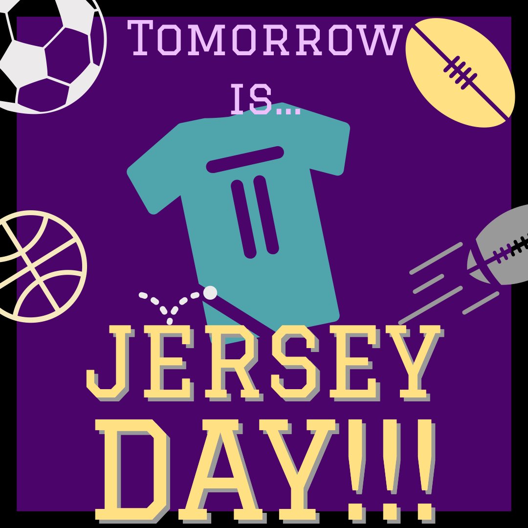 Wear your favorite sports jersey or favorite team gear or colors to <a href="/MtAiryMiddle/">Mt. Airy Middle School</a> tomorrow (Friday)!
⚽️🏀🏈⚾️🎾🏐🏓🏸🥍🏑🏒