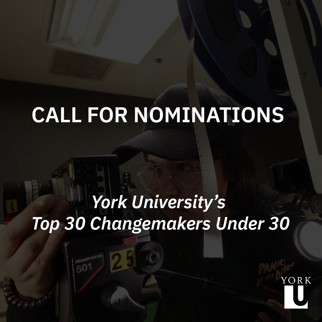 YorkuAMPD's tweet photo. 🌟York U's Top 30 Changemakers Under 30 nominations are open until October 18, 2021 🌟

Know a #YorkU alum who's making a difference? 

Nominate them here: 🔗https://t.co/DOpk3RX3SJ

@yorkuniversity  #YorkAMPD https://t.co/Bwtz6qJ7vg