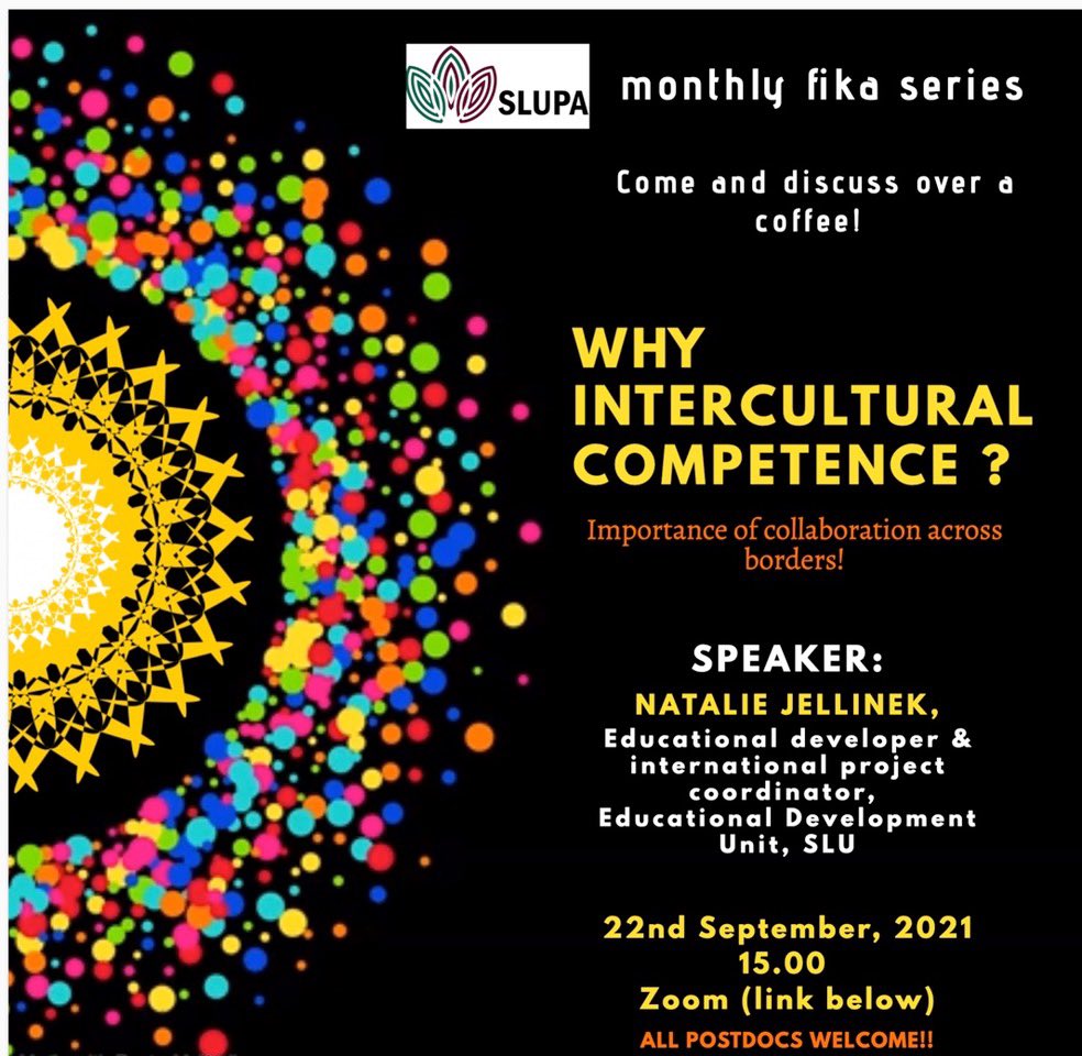 SLUpostdocs's tweet photo. SLUPA is pleased to invite to our monthly fika series for Sept- 22nd/15.00! Fill your coffee mugs and join to learn about the effects of collaboration beyond borders on your research! 

Zoom Meeting ID: 984 0373 3694
Passcode: rpXv2a https://t.co/zGdoxkoC0P