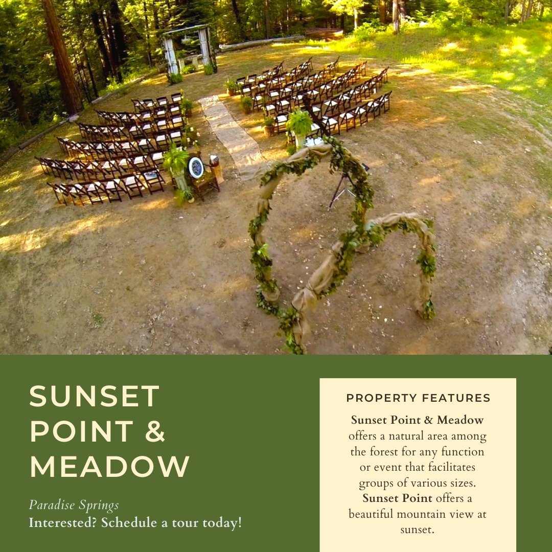 Paradise_Spring's tweet image. Sunset Point &amp;amp; Meadow offers a natural area among the forest for any function or event. 

Schedule a tour today: paradisespringsmountain.com/sunset-pointme…

#ParadiseSprings #Oakhurst #Yosemite #Lodge #EventVenue #WeddingVenue #WeddingService #BusinessRetreats #RomanticGetaways