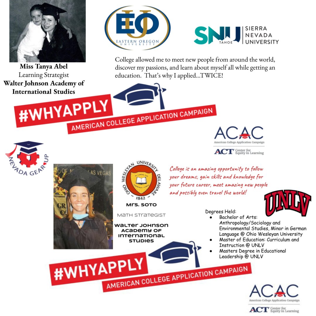 Tomorrow is #WHYAPPLY Day with <a href="/American_CAC/">American College Application Campaign</a>!! Today's preview is from our awesome <a href="/GEARUPNVCCSD/">NV GEAR UP CCSD</a> facilitators <a href="/JJHSAcademy/">JJHS Academy of International Studies</a>! <a href="/ClarkCountySch/">CCSD</a> #GEARUPworks #WhyApply #staytuned 😀