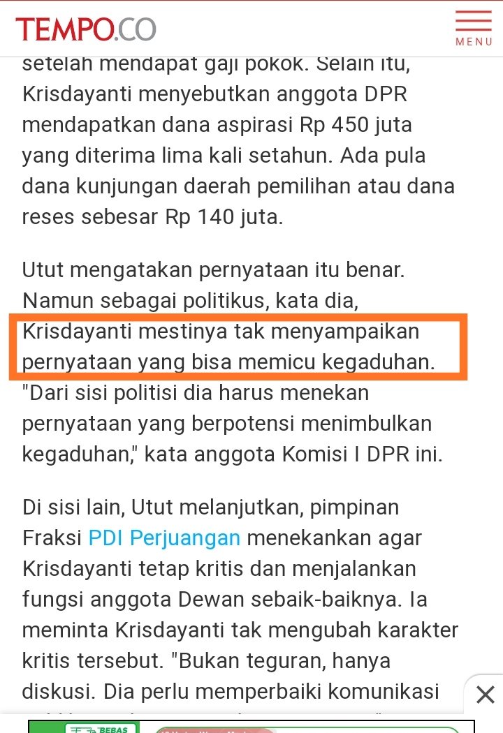 Woy anjing kalian anggota <a href="/DPR_RI/">DPR RI</a> dri partai PDIP 
Terima kasih Krisdayanti..
Karna kejujuran anda seluruh rakyat Indonesia tahu brp uang yg di dapat anggota <a href="/DPR_RI/">DPR RI</a> dlm setahun..
SDH dpt 4,27 Milar masih aja MALING UANG NEGARA kalian anjing bangsat