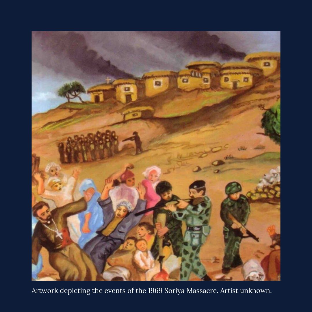 AssyrianPolicy's tweet photo. Today marks 52 years since the Iraqi military carried out a massacre using machine gun fire in the Assyrian village of Soriya in northern Iraq. Iraqi forces also engaged in mass arson, burning down homes in the village. The precise motivation for the massacre remains unconfirmed. https://t.co/aUxFgapPFW