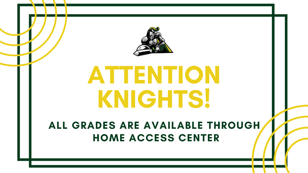 kahlams's tweet photo. Attention Knights! Progress Report grades can be accessed through HAC - Home Access Center! You can also make adjustments to receive weekly or daily notifications for your student's grades. ๐
#CheckGrades #CheckAttendance #Building2bBest #EveryKnightEveryDay https://t.co/89ZViB2za2