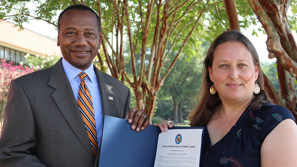 .<a href="/CharlesCoMD/">Charles County Government</a> commissioners’ President Reuben B. Collins stopped by the Jesse L. Starkey Administration building on Wednesday to present <a href="/NavarroSupt/">Maria V. Navarro, Ed.D.</a> with a proclamation recognizing National Hispanic Heritage Month.