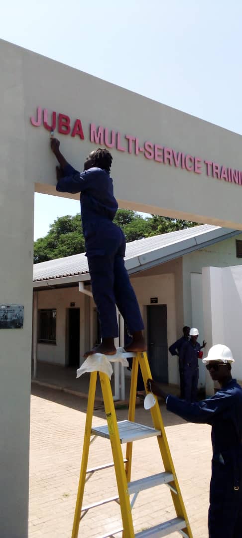 SAADO_SSD's tweet photo. #YouthSkills: On their last day of training, Our students who completed their courses in painting, gives back by repainting Juba MTC. Fully set for the market after acquiring skills in the trade.Thanks @AfDB_Group &amp; @undpsouthsudan for supporting this initiative #SouthSudan #SSOT https://t.co/peDaiyLTUM