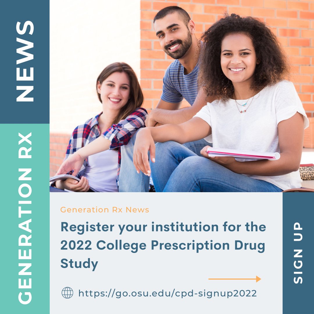 The deadline to register your organization for the 2022 College Prescription Drug Study is October 1. Sign up today at go.osu.edu/cpds-signup2022.