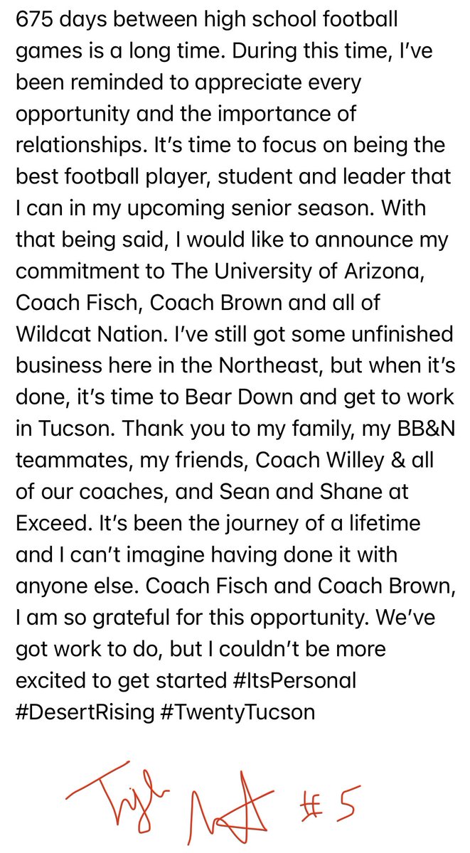 🔴COMMITTED🔵 #ItsPersonal #DesertRising #TwentyTucson <a href="/CoachJeddFisch/">Jedd Fisch</a> <a href="/FBCoachDBrown/">Don Brown</a> @AaronVanHorn11 <a href="/CoachPart/">Ryan Partridge</a> <a href="/MDohertyFB/">Matt Doherty</a> <a href="/Coach_Willey_FB/">Mike Willey</a>