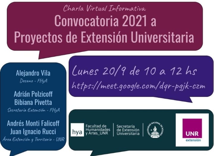 gestioncult_hya's tweet photo. #Comunidad #Extensión
🧍‍♀️🧍💬 Compartimos la información de la 𝐒𝐞𝐜𝐫𝐞𝐭𝐚𝐫í𝐚 𝐝𝐞 𝐄𝐱𝐭𝐞𝐧𝐬𝐢ó𝐧 𝐔𝐧𝐢𝐯𝐞𝐫𝐬𝐢𝐭𝐚𝐫𝐢𝐚 sobre la charla informativa para la Convocatoria 2021. 
📆 Lunes, 20 de septiembre · 10:00am – 12:00pm
💻 Meet: https://t.co/frzPXTktY7 https://t.co/E3Kj3JBG96