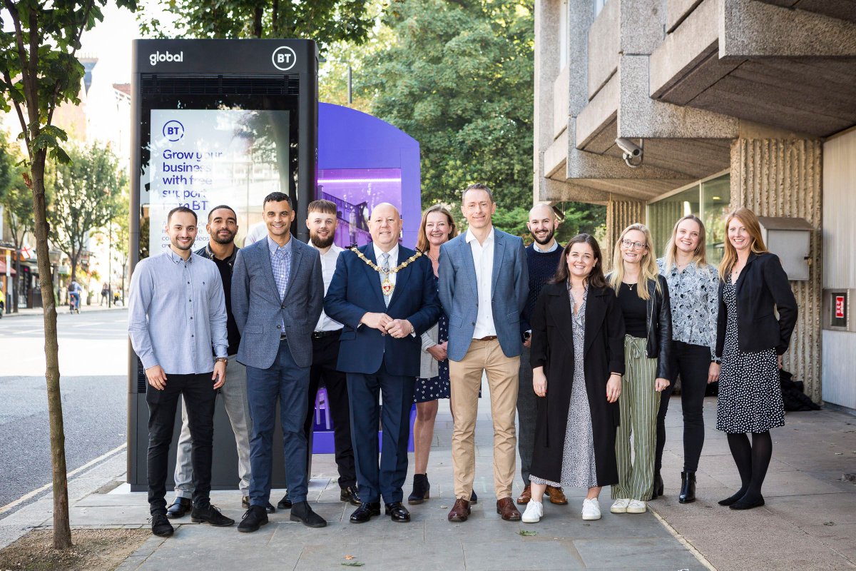 Great to be part of the Street-Hub launch today in <a href="/RBKC/">Royal Borough of Kensington and Chelsea</a> and meet local businesses benefitting from free digital street advertising, that BT has gifted. Find out more about our Street Hub 2.0 here: business.bt.com/public-sector/…