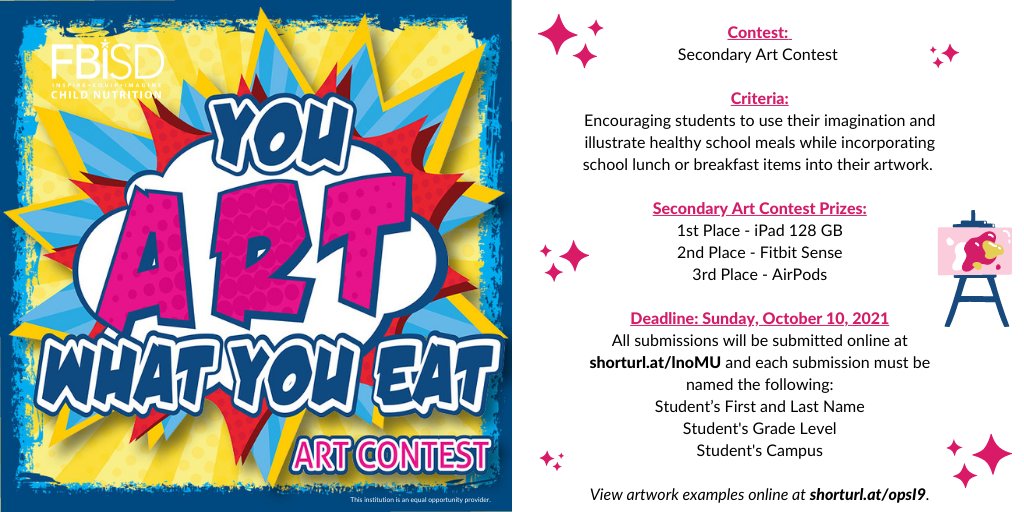 Fbisd Child Nutrition 𝗦𝗢𝗖𝗜𝗔𝗟 𝗠𝗘𝗗𝗜𝗔 𝗖𝗛𝗔𝗟𝗟𝗘𝗡𝗚𝗘 Celebrating Nslw With The You Art What You Eat Student Art Contest How To Enter To Win 1 Follow Fbisdfoodie 2 Rt