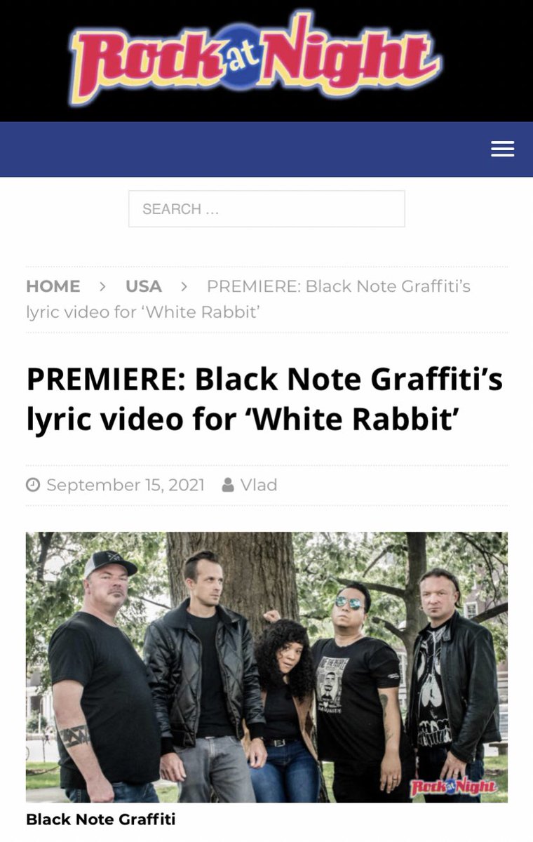 Thank you for the PREMIERE <a href="/RockAtNight/">Rock At Night</a> #whiterabbit #blacknotegraffiti <a href="/unleashedmusic/">unleashedmusic</a> <a href="/GinaJuliano/">Gina Juliano</a> <a href="/ChuckAlkazian/">Chuck Alkazian</a> 

rockatnight.com/2021/09/premie…