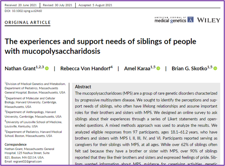 The impact of rare disease patients on the lives of those close to them is tremendous. I am excited to see Nathan Grant's recent scholarly treatment of this issue amongst siblings of those with mucopolysaccharidosis. Congratulations Nathan and colleagues!
onlinelibrary.wiley.com/doi/epdf/10.10…