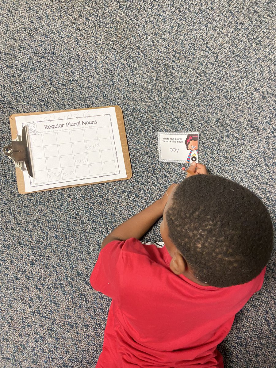 MissKessler_EH's tweet photo. We completed a task card scoot to practice the rules for regular plural nouns. @Elwood_STEM https://t.co/n4fH3e9mj1