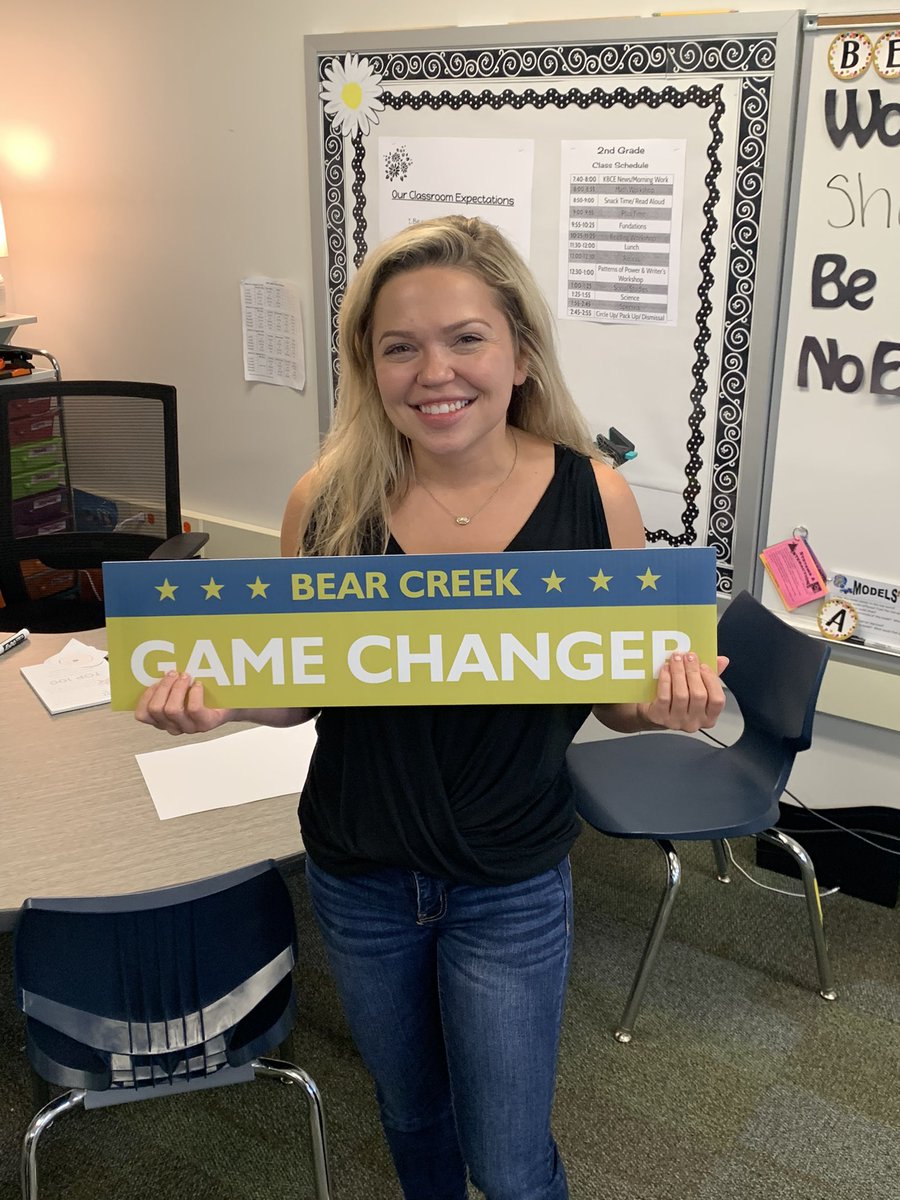 Game Changer Recognition Day <a href="/BearCreekElem/">Bear Creek</a>! <a href="/Ms_Boteler/">Brooke Boteler</a> doesn’t complain &amp; she displays a positive attitude on campus which changes the game for everyone! #bceGameChanger #teambce