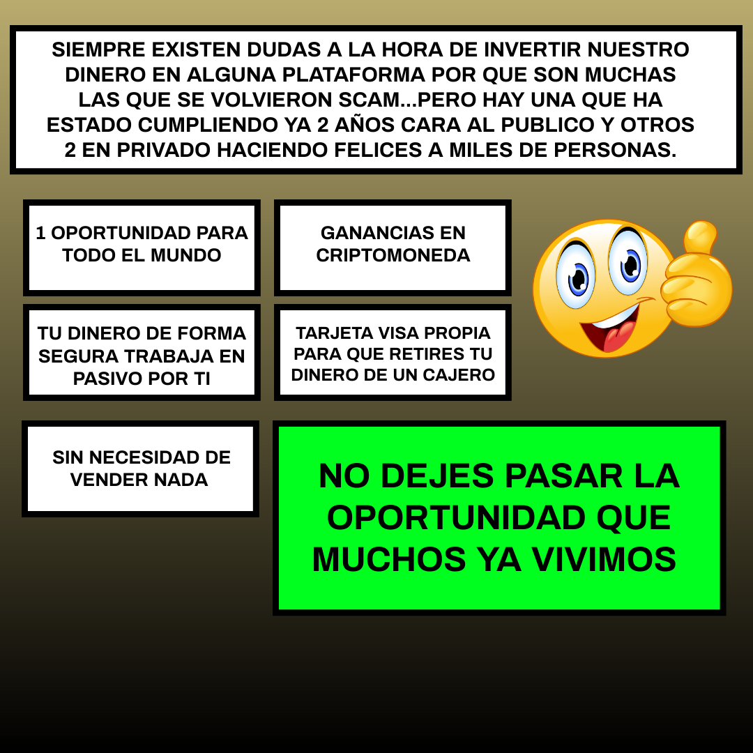 Opencode8's tweet image. Una oportunidad para gente que busca una alternativa de empleo siendo este un emprendimiento digital 100% confiable.
#Bitcoin #Criptomonedas #oportunidad #emprendimiento #emprendedor #ganar